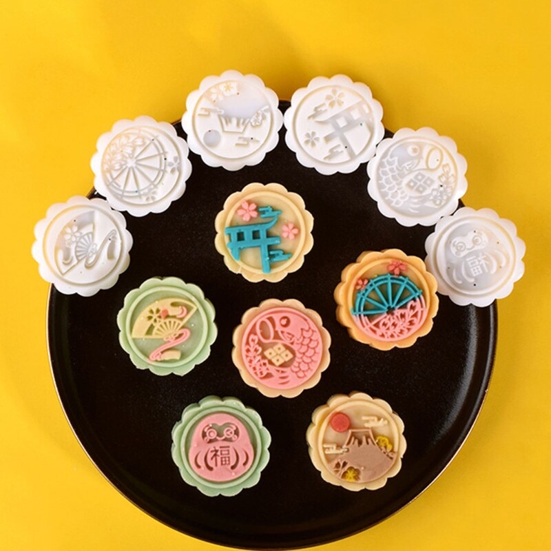 Material 50g Moon Cake Moulds 3D Shape Stamps Mooncake Moulds for Baking gallery