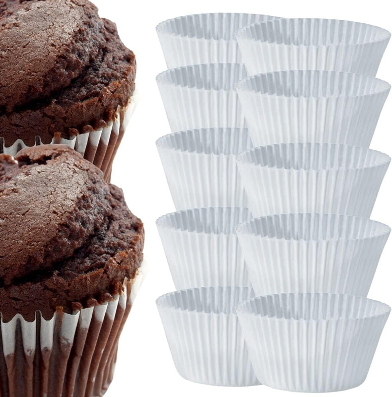 White Fluted Baking Cups Disposable Cupcake Muffin Baking Cups 50 Pack