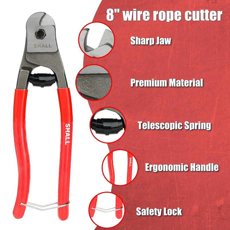 SHALL 3pc Bolt Cutter Set: 14" Heavy Duty, 8" Mini, 8" Wire Rope Cutters w/Case gallery