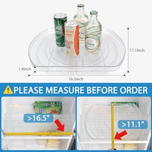 Lazy Susan Turntable for Refrigerator, 16.5" x 11.1" Clear - 1 Pack Rectangular gallery