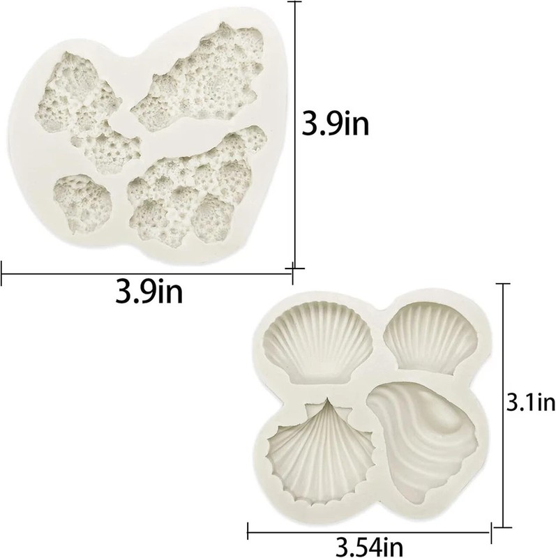 5 PCS Marine Theme Fondant Silicone Mold Seaweed Coral shell crab Shape DIY... gallery
