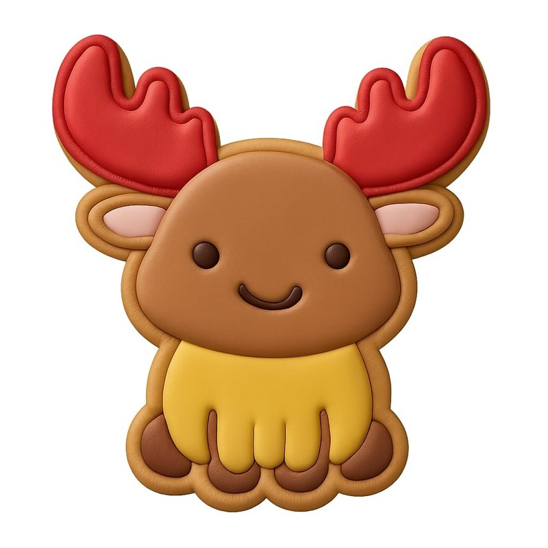 Chibi Moose Smiling Cookie Cutter & Stamp, Fondant, Clay – 3×4″