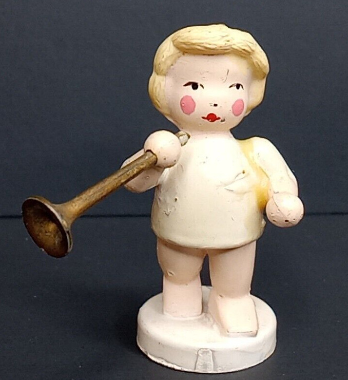 Vintage Trumpet Player Child Baby Cake Topper Toy [?] Made In Hong Kong