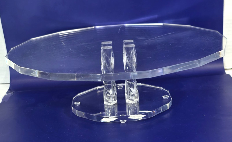Vintage Clear Lucite Plastic Cake Stand Display Tier 12” Diameter