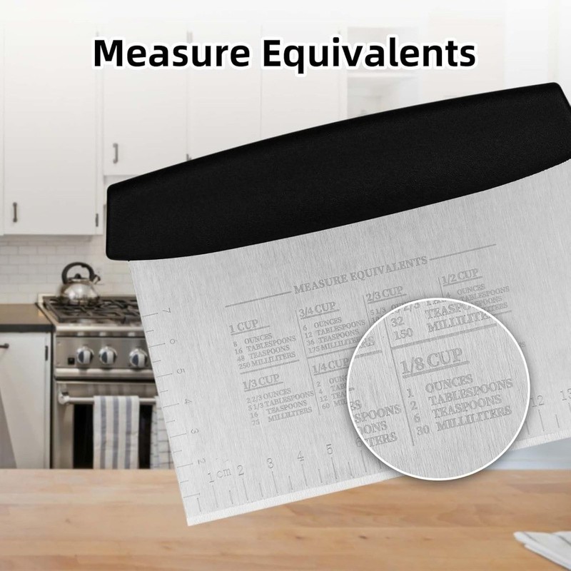 Stainless Steel Dough Scraper and Cutter Set of 2 with Measuring Scale gallery