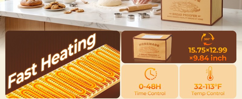 Bread Proofing Box, 32-113°F Temp Control & 48H Timer, Folding gallery