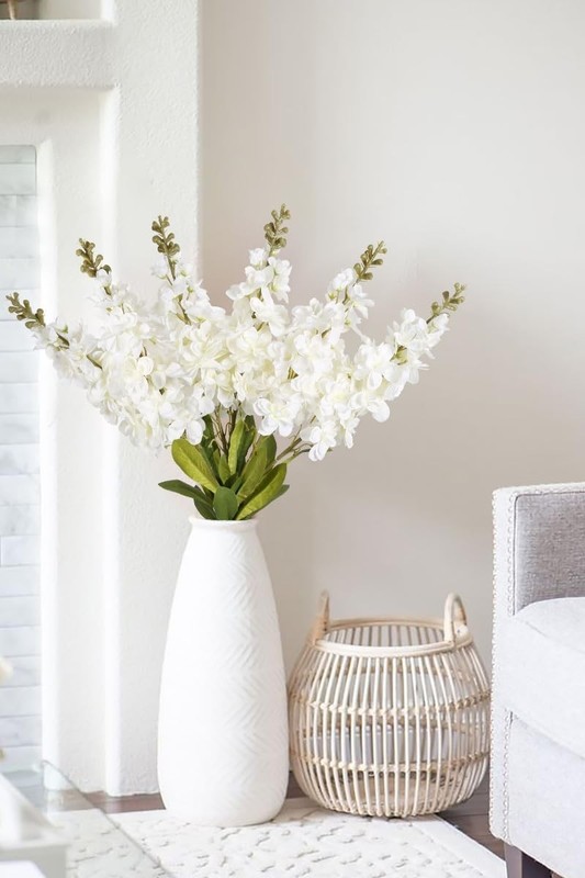 Ipopu 33.5 In White Delphinium Artificial Flowers Snap Dragons Artificial gallery