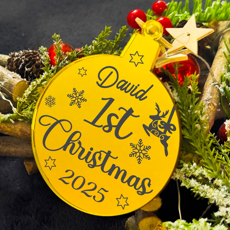 PERSONALISED First Christmas Bauble Ornament Acrylic 3mm Tree Decoration gallery