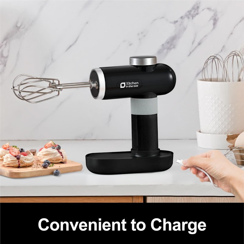 Kitchen in the box Cordless Rechargeable Hand Mixer for Kitchen, Portable Han... gallery