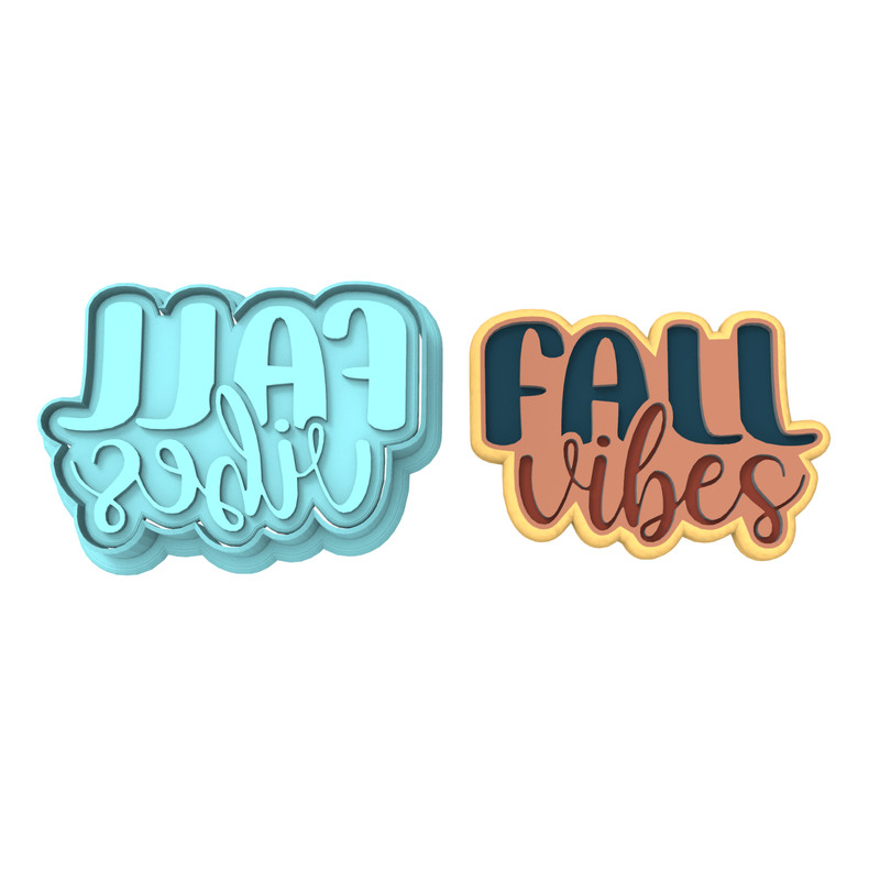 Fall Vibes Cookie Cutter & Stamp | Pumpkin Fall Autumn Leaves Cooler