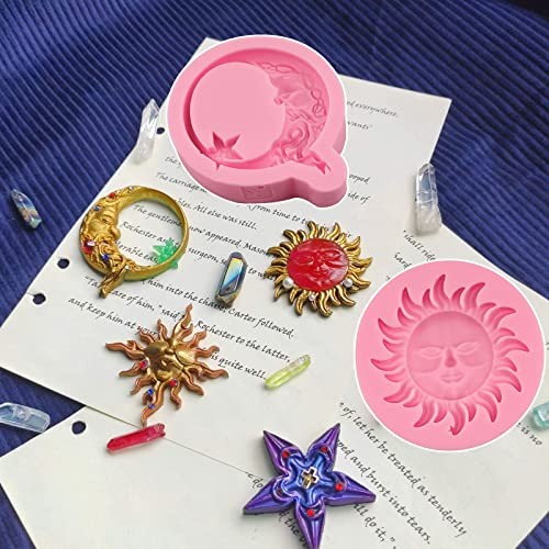 Greek Sun God Fondant Molds 4pcs, Moon Star Cake Decorating Silicone Molds, gallery