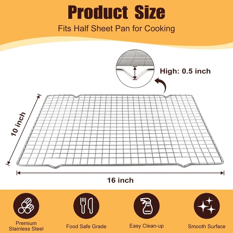 Cooling Racks for Cooking and Baking – 2 PCS 10" x 16" Heavy Duty 304 Stai gallery