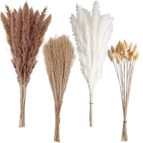 PCS Small Boho Pampas Grass, 17" Naturally Dried Pompas, Pampas Grass Decor 100 gallery