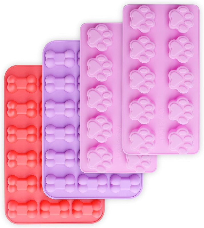 homEdge Puppy Dog Paw and Bone Silicone Molds, Set of 4PCS | Non-Stick, Food Gra