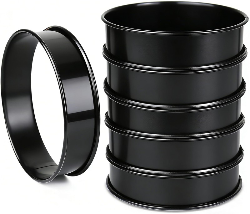 6 PCS English Muffin Rings 4 Inch Stainless Steel Double Rolled Tart Rings