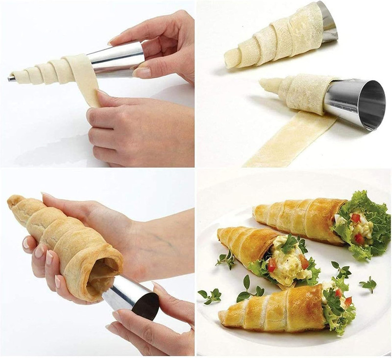 10 PCS Pastry Cream Horn Molds Stainless Steel Cannoli Tubes 5 Inch Large gallery
