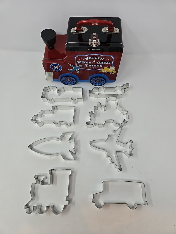 Williams Sonoma Wheels Wings and Other Great Things Cookie Cutters in Tin Case