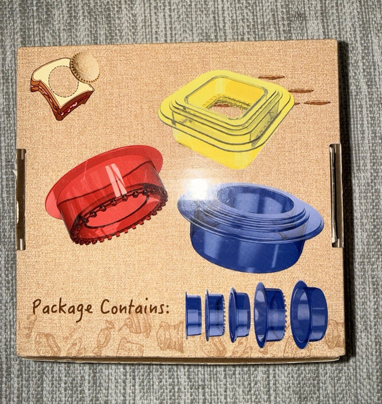 Round Plastic Sandwich Cutter & Sealer Cookie Cutter Set, Blue, 5-Pack