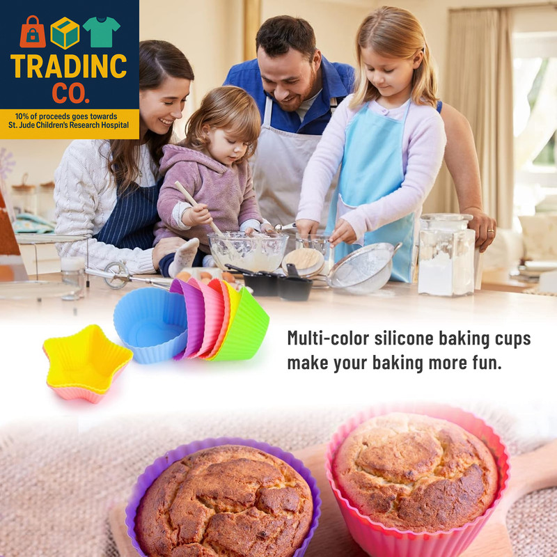 Silicone Cupcake Liners for Baking, 24Pcs Reusable Muffin Cups Greaseproof Muffi gallery