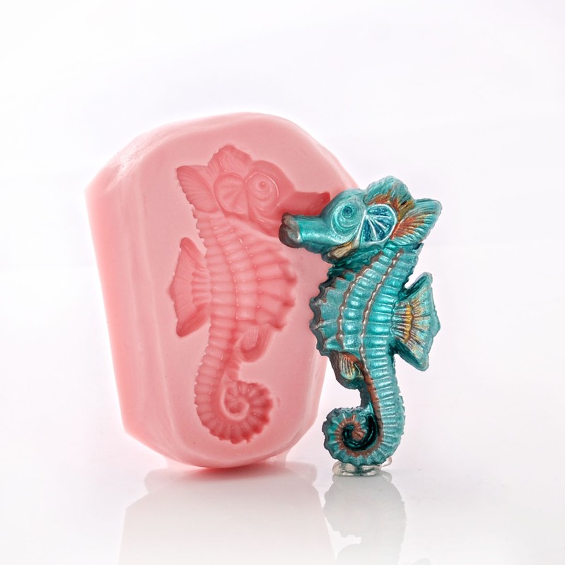 Seahorse Silicone Mold Food Safe Fondant Resin Jewelry Polymer Clay Mold (898) gallery