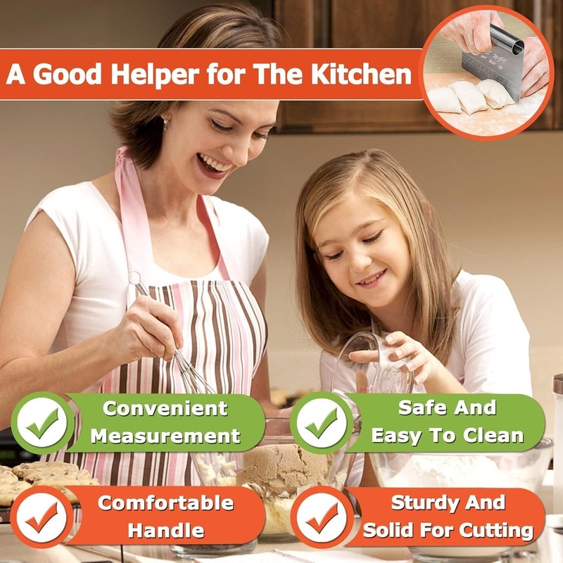 Rust-Resistant Pastry Scraper & Pizza Cutter - Heavy-Duty Stainless Steel Design gallery