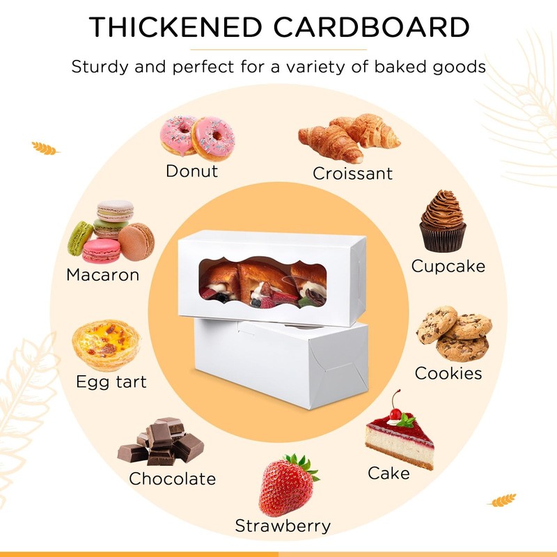 60 Pack White Bakery Boxes with Window, 9 x 4 x 3 Inch, Large Cookie Boxes fo... gallery