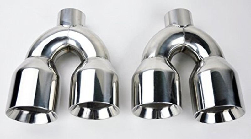 Dual 4" Quad Staggered Stainless Steel Exhaust Tips for Chevy Corvette C6 05-13 gallery