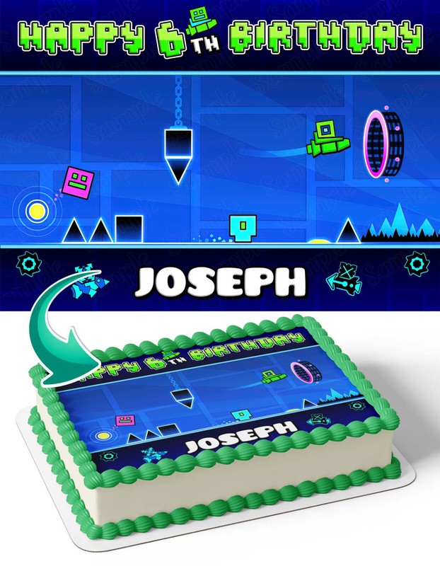 Geometry Dash Edible Cake Topper Party Decoration Edible Image