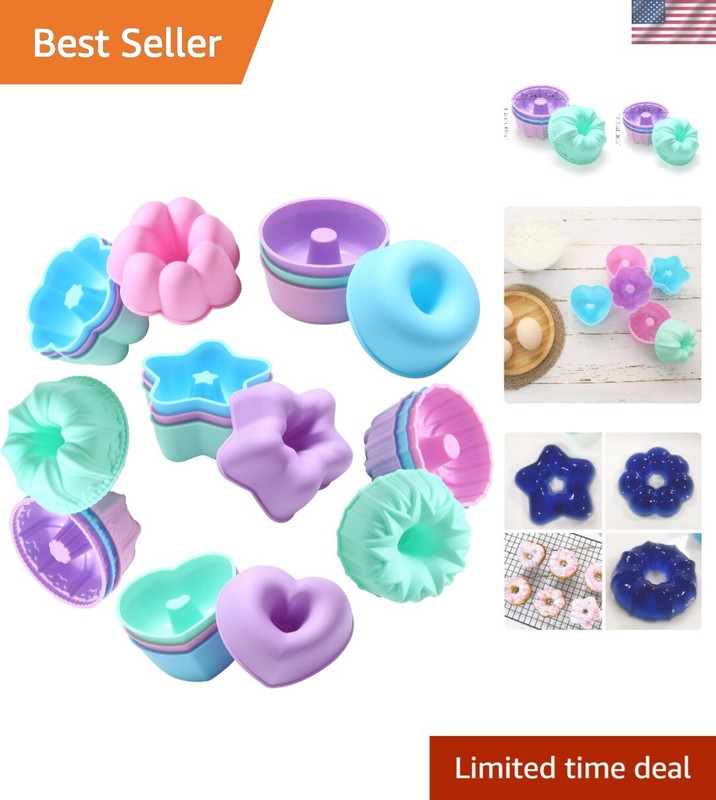 Versatile 24-Pack Silicone Baking Molds – Perfect for Donuts, Muffins & More