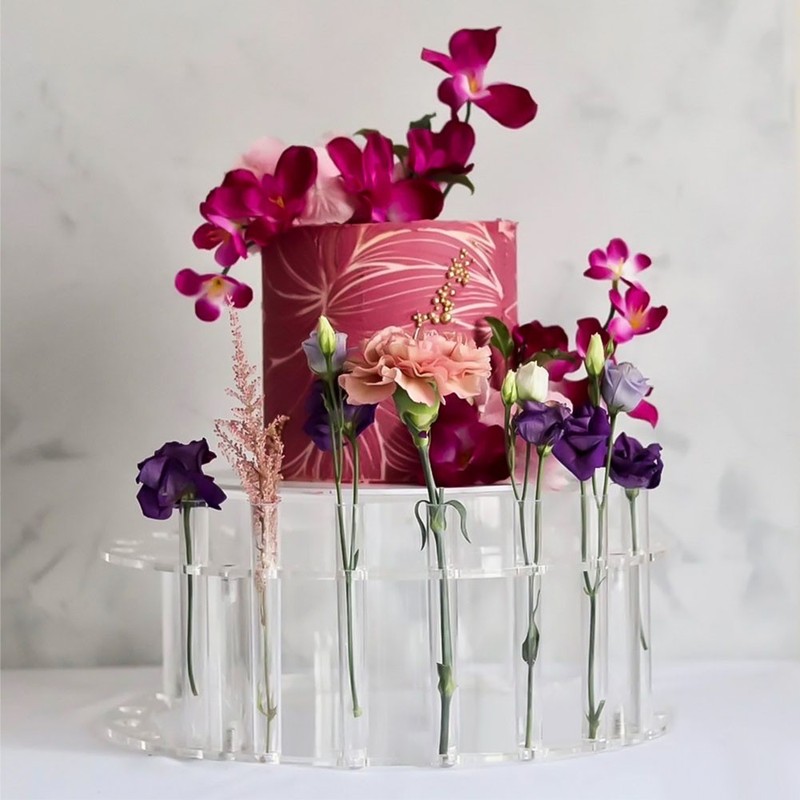 Acrylic Display Board for Cake Stands Refillable Round Floral Base 30x15cm gallery