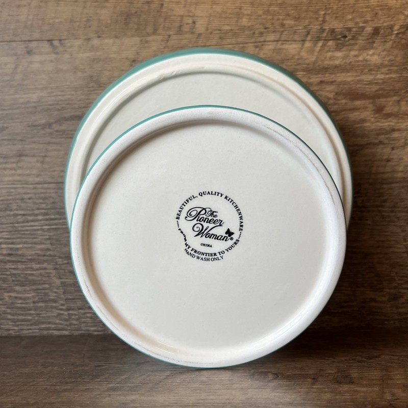 Pioneer Women Flea Market Mini Ceramic Cake Stand + Glass Dome Turquoise Floral gallery