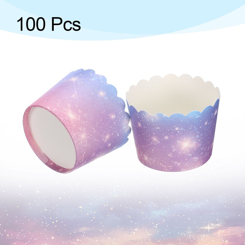 100Pcs Paper Baking Cup Small Cupcake Muffins Liner Wrapper Gradient Pink Purple gallery