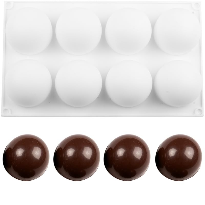 8-Cavity Sphere Silicone Chocolate Molds Ball Round Mold For Mousse Chocolate…