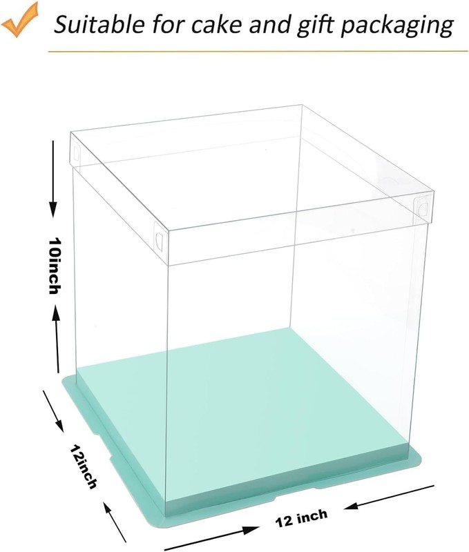 Pink Clear Cake Box with Ribbon, Transparent Tall Cake Carrier gallery