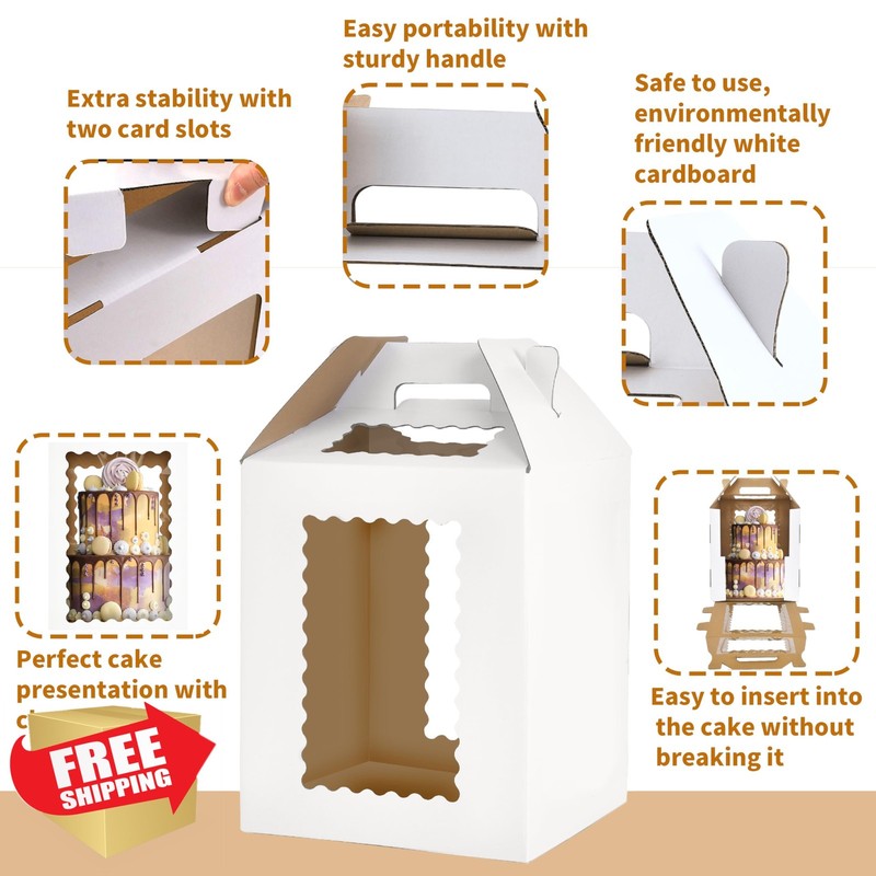 Yinlinsta 3 Pack White 12x12x14 Inch Tall Cake Boxes gallery