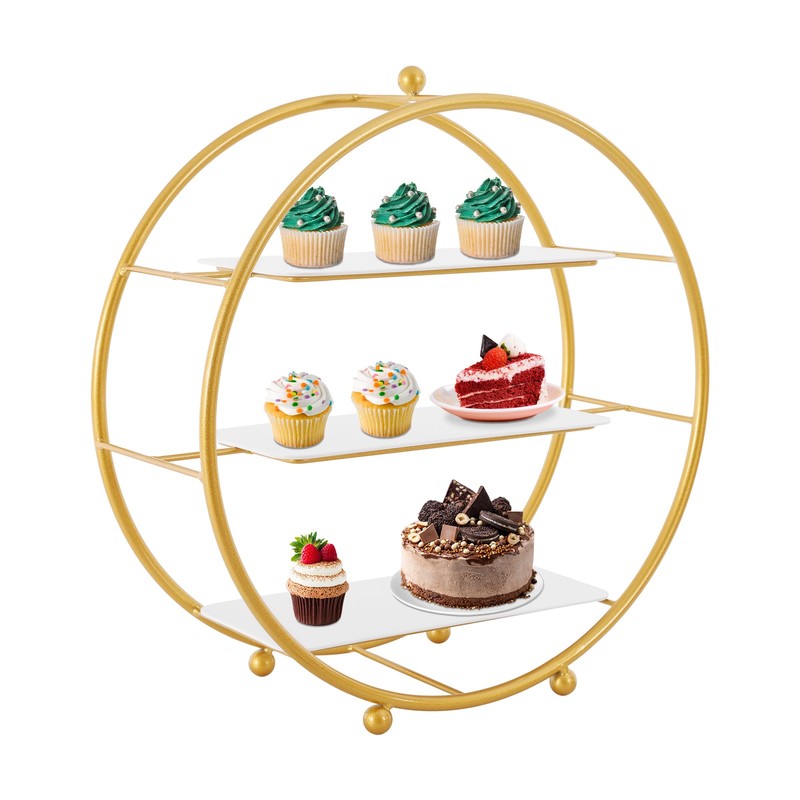 2 Pcs Gold Tiered Cupcake Stand 3 Tier Dessert Stand Circle Cupcake Holder Stand gallery