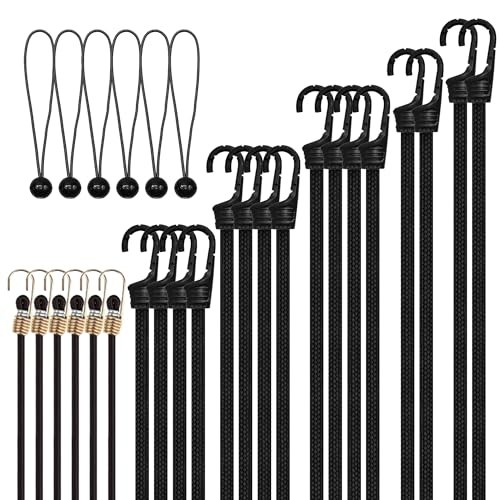 Bungee Cords with Hooks - Heavy Duty Outdoor Straps - Full Size - Black gallery