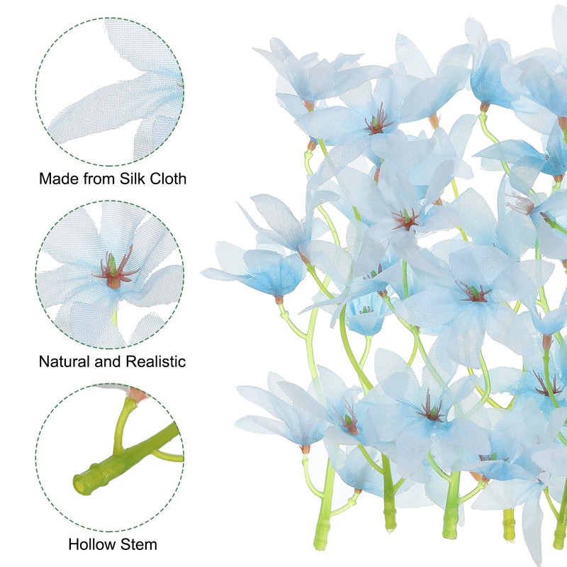 24Pcs 7" Artificial Orchid Flower Floating Candles Simulation Blue gallery