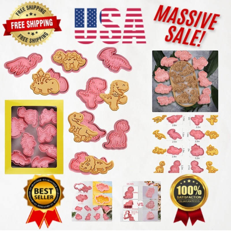 Fun Dinosaur Cookie Stampers and Cutters – Perfect for Kids and Baking Lovers