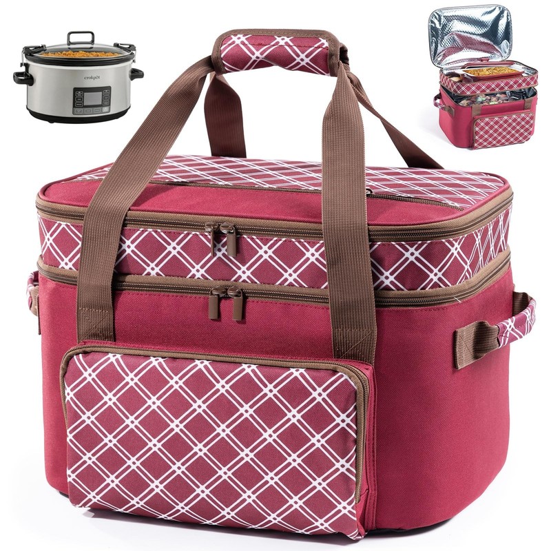 Double Layer Slow Cooker Carrier Bag – Fits 6–8 Qt Oval Slow Cooker