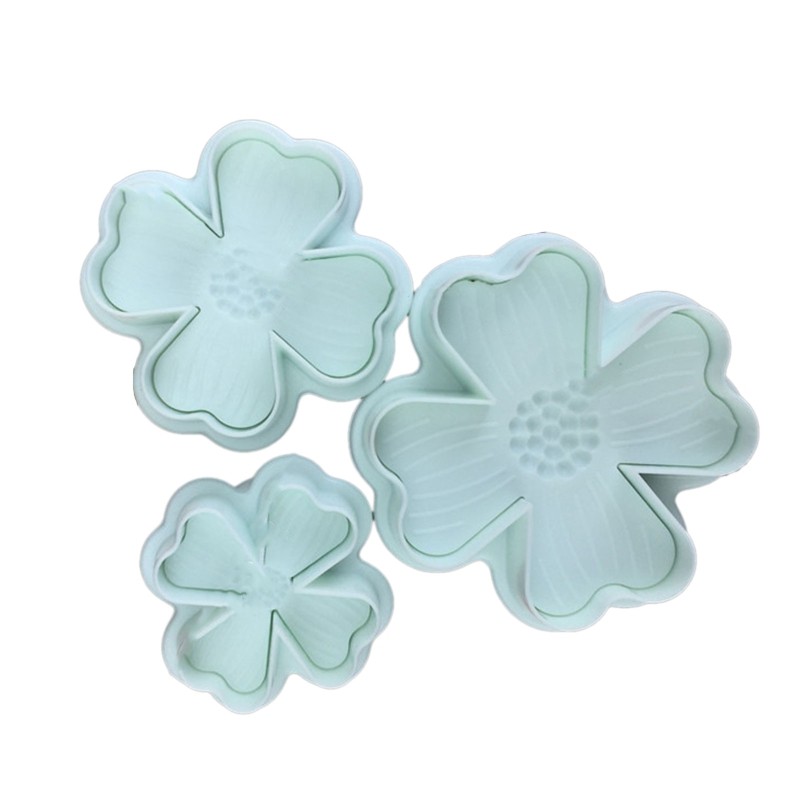 3 Pieces Flower Shape Cookie Moulds Fondant Cutters Push-type Household Gadgets gallery
