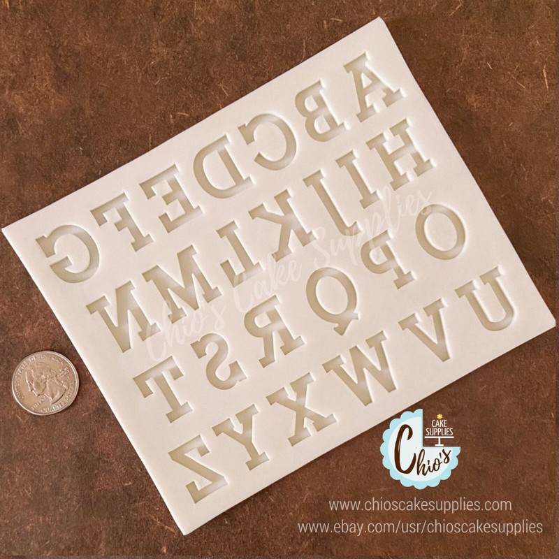 Alphabet uppercase & lowercase silicone mold. Typewriter font mold. Mold #005