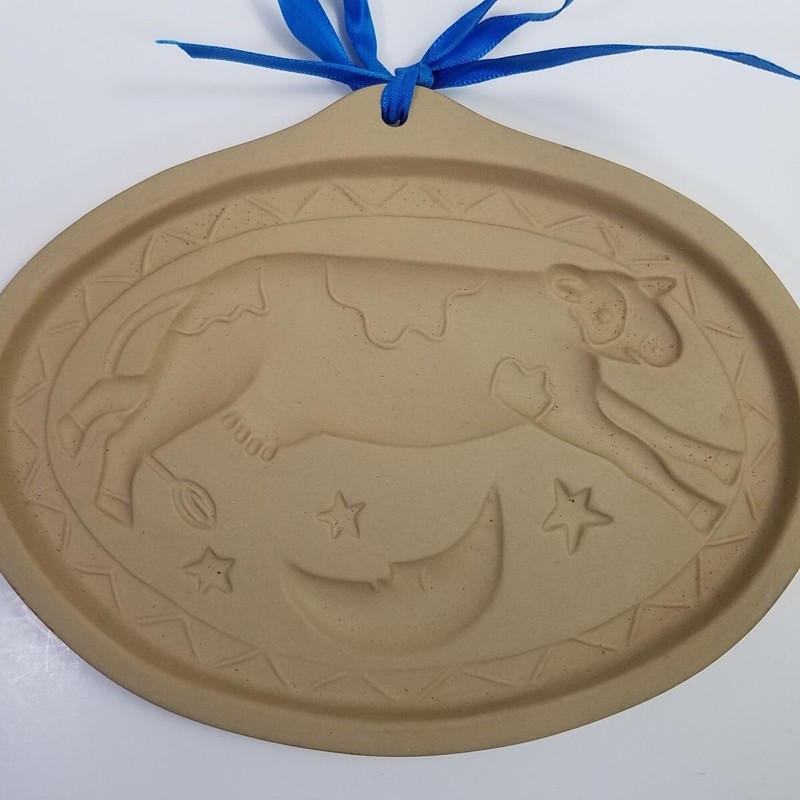 Lot of Two Brown Bag Cookie Art Molds Cow Standing Cow Jumps Over the Moon gallery