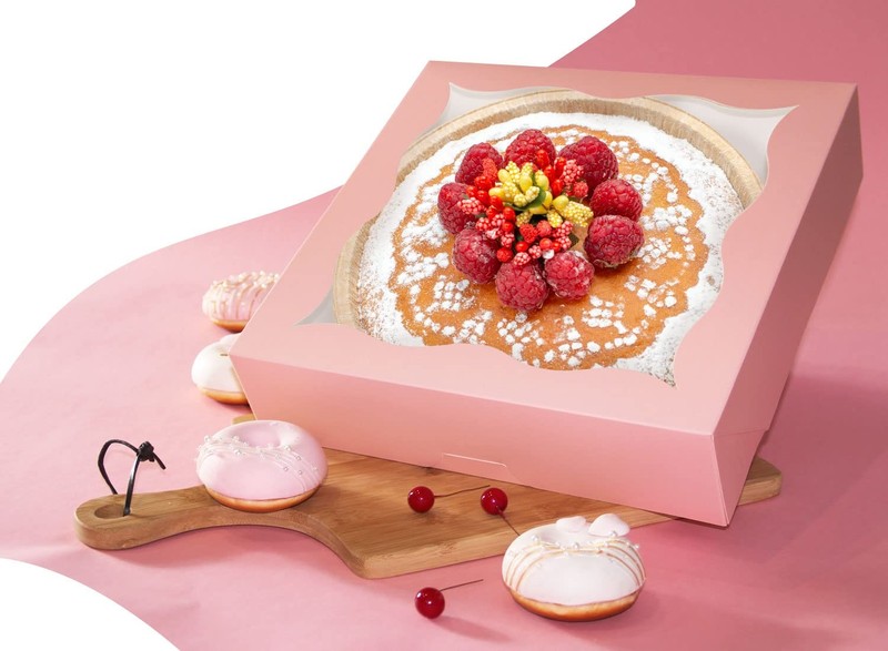 AutoPop Up Pink Pie Boxes Window Cookie Donut Bakery Box 12x12x3 Inch 24 PCS gallery