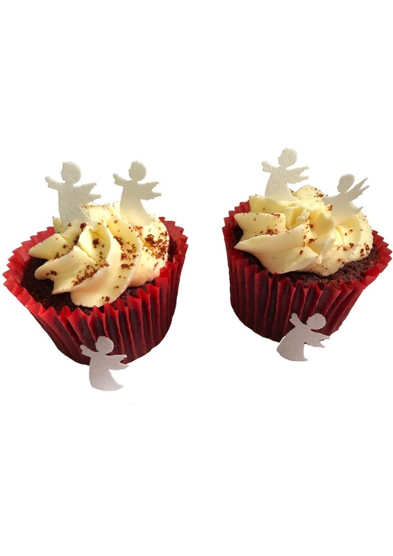 100 PRECUT Mini White Christmas Angels Edible Wafer Paper Cake Toppers