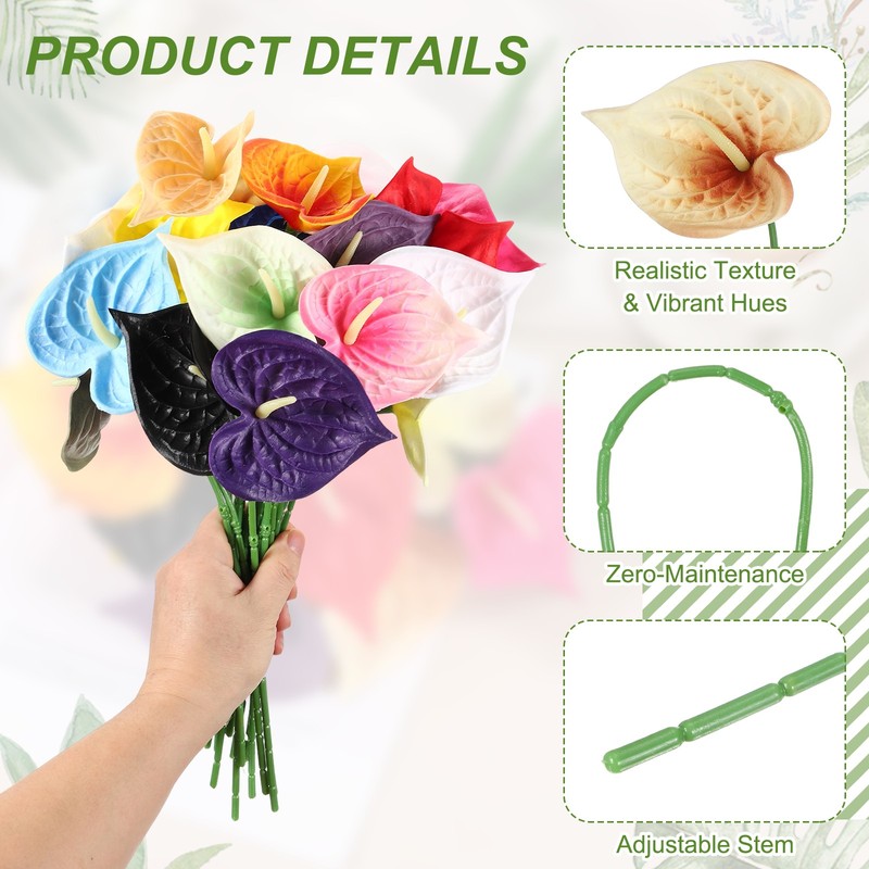 8Pcs 11inch Artificial Anthurium Flowers, Champagne gallery