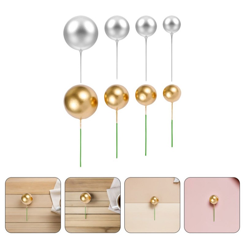 108 PCS Cake Insert Topper for Anniversaries Mini Balloons Sticks