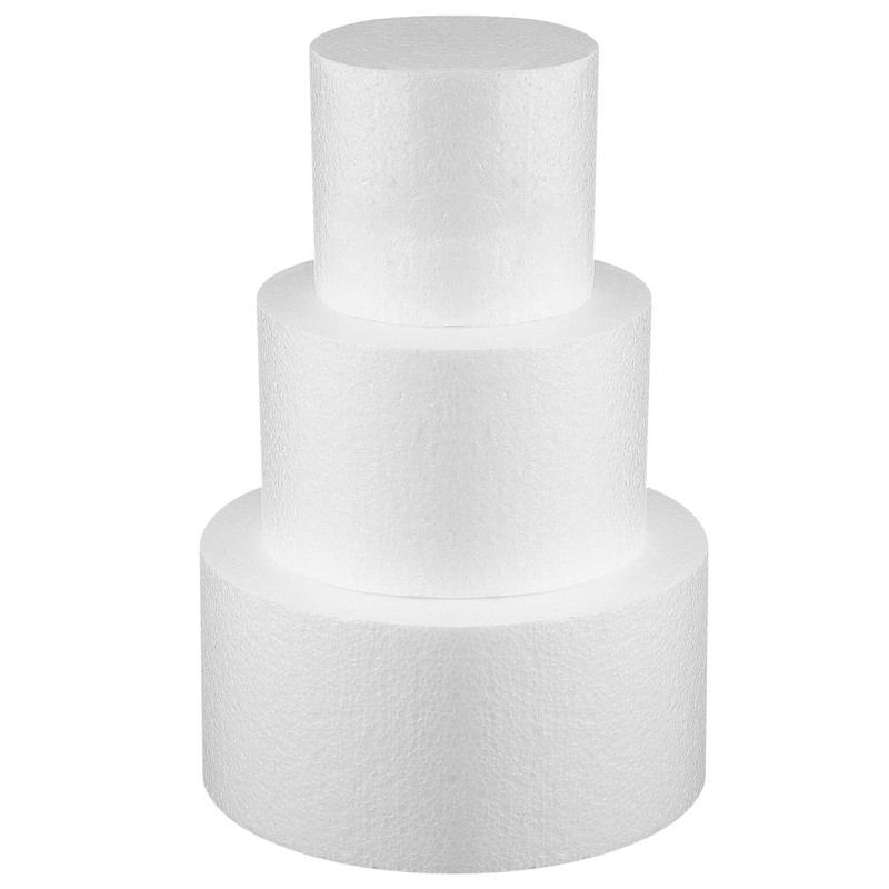 3 PCS Round Foam Cake Dummies Fake Cake Practice Moulds in 3 Sizes for Wedding