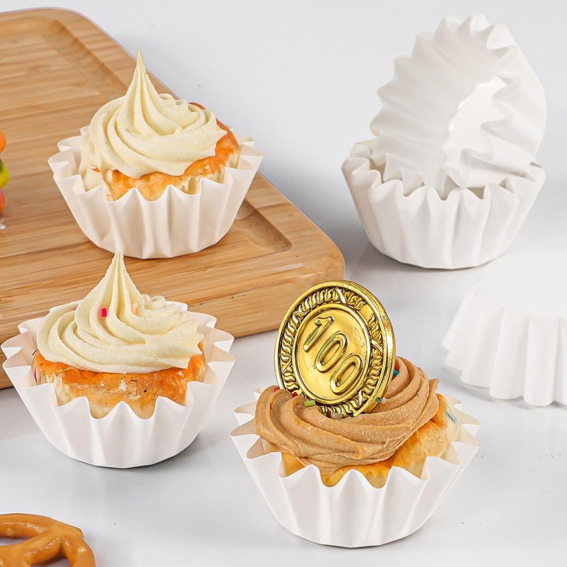 Caperci Heavy Duty White Mini Cupcake Liners 200 Counts - Grease-Resistant Pa... gallery