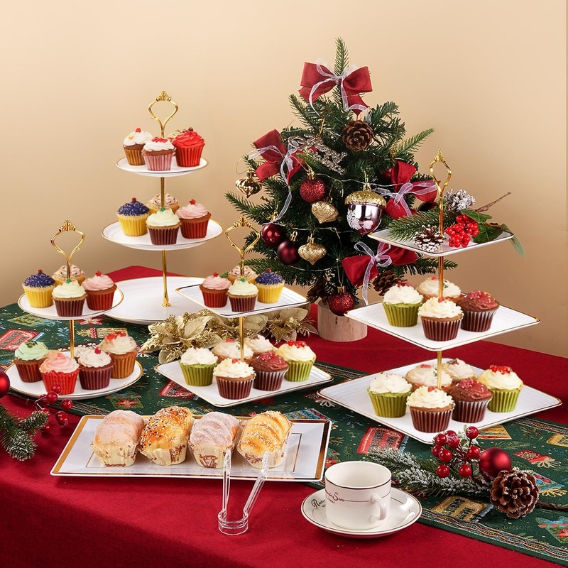 Lzerking 13pcs Dessert Table Display Set, 6 3Tiered Cupcake Stands 3round & 3... gallery